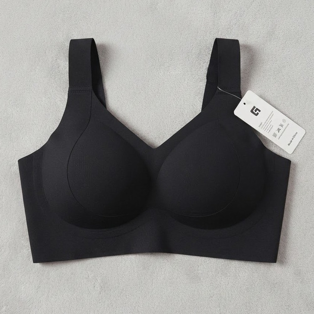 FittingGirls Black Seamless Wireless Bra Wide Adjustable Straps Size M NWT